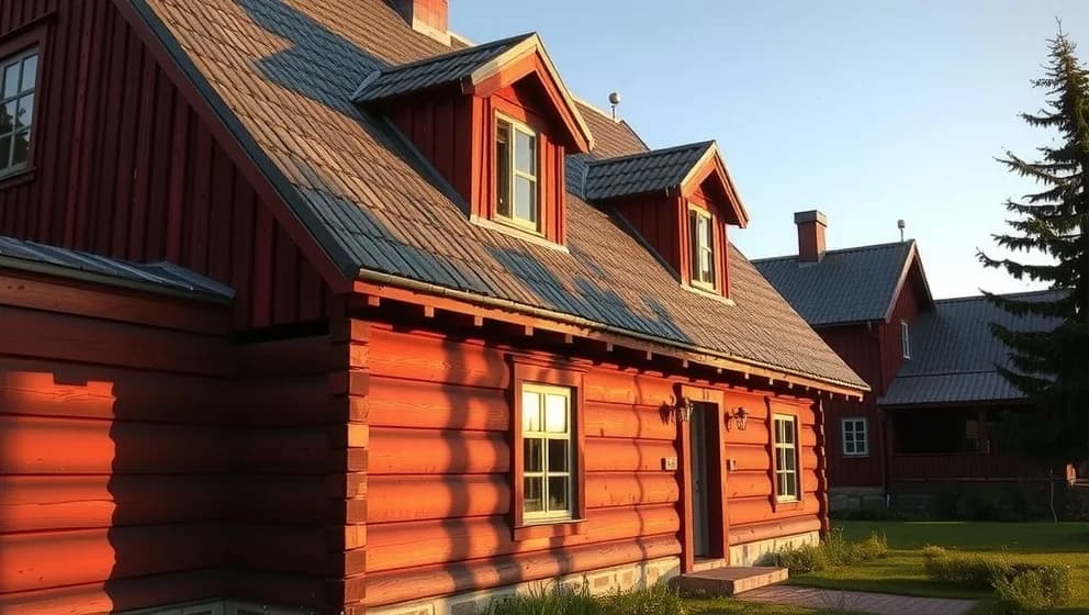 Rött hus med röda knutar