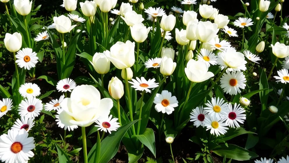 Vita blommor i trädgården värmer sinnen